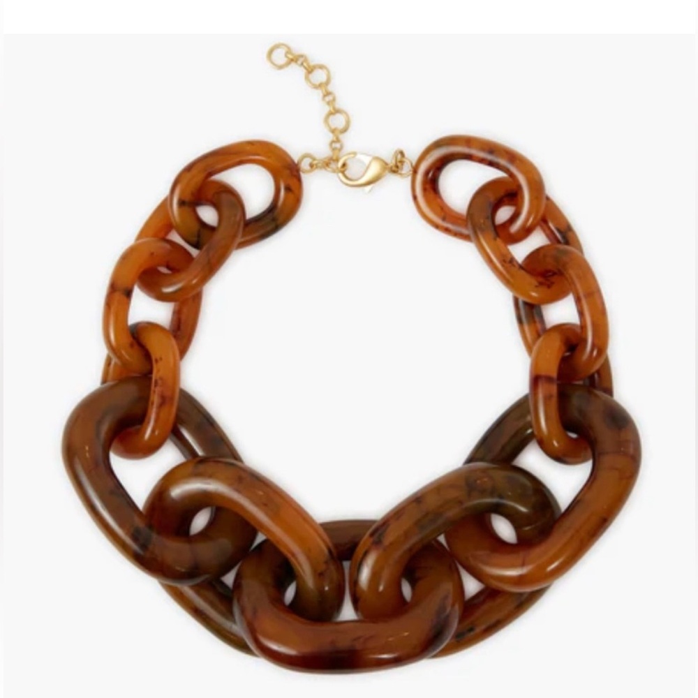 NWT ⚜️🤎⚜️ Viral Piper K Tortoise Resin Chunky Chain Link Necklace